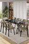 Hanah Home Axton Juego de Mesa y Sillas de 7 Piezas, Mármol Negro y Capuchino